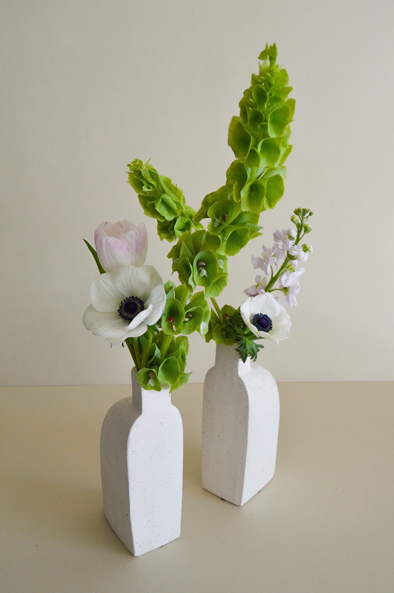 Crema Vase (Set of 2) + Blooms