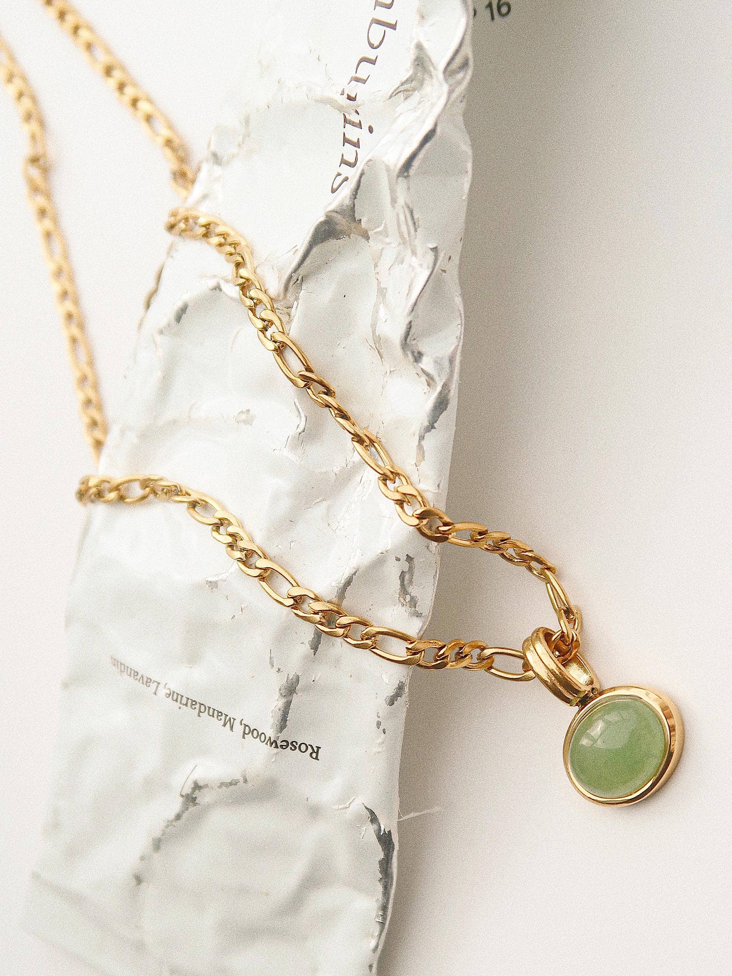 Winslow Non-Tarnish Green Stone Pendant Chain Necklace