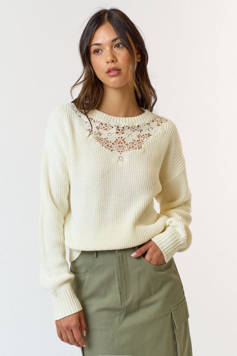 Lace Top Sweater