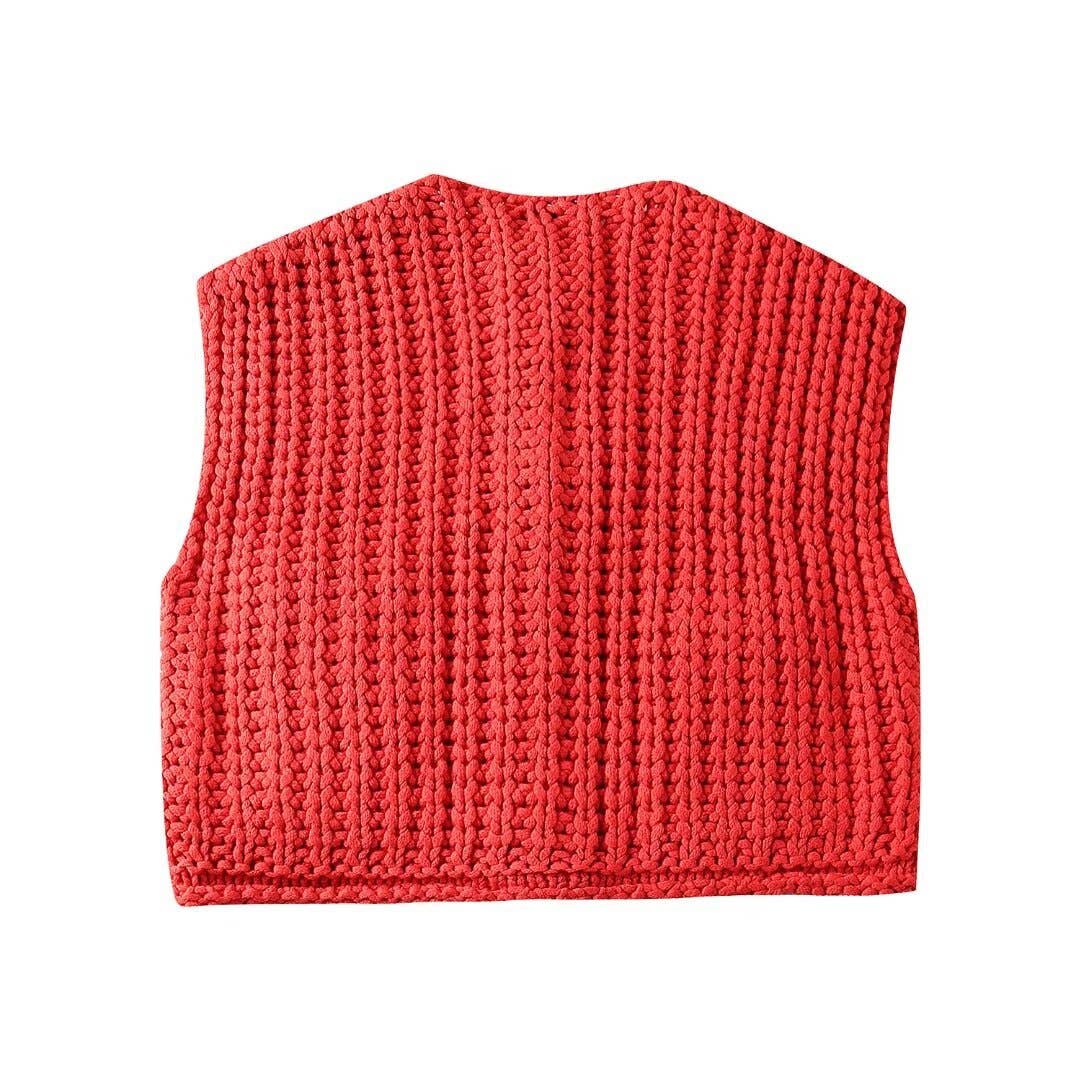 Knit Cardigan Gilet With Pocket