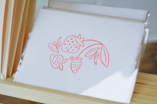 Handmade Strawberry Notecard